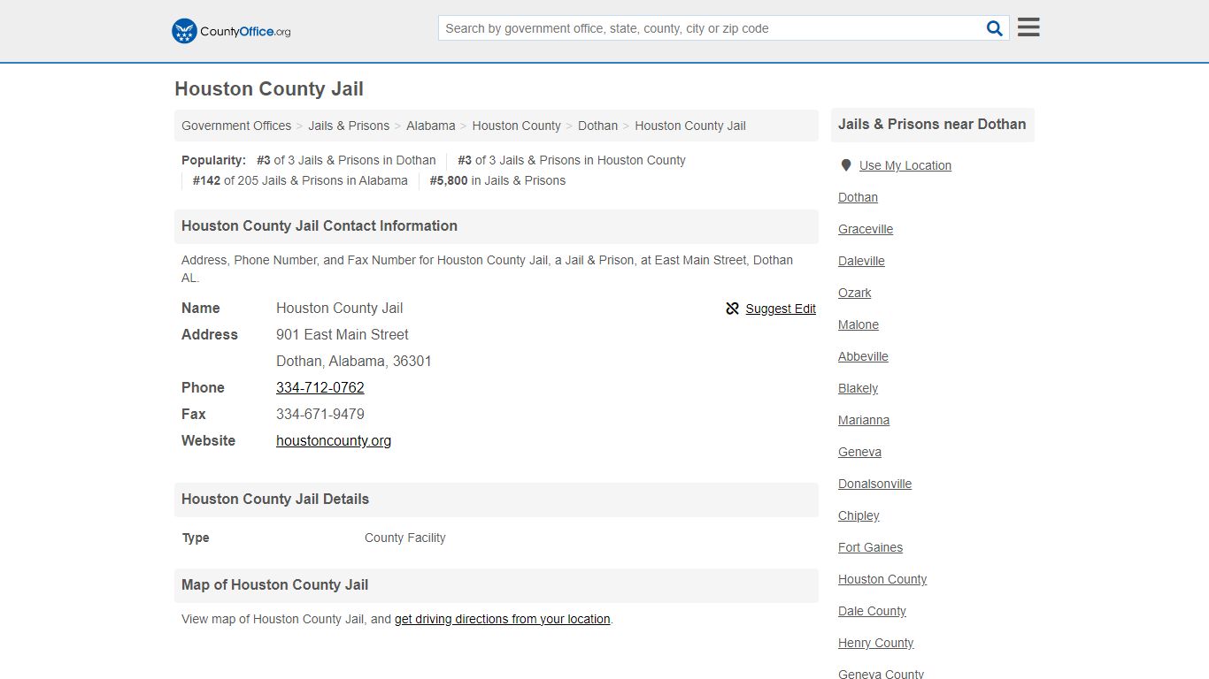 Houston County Jail - Dothan, AL (Address, Phone, and Fax)