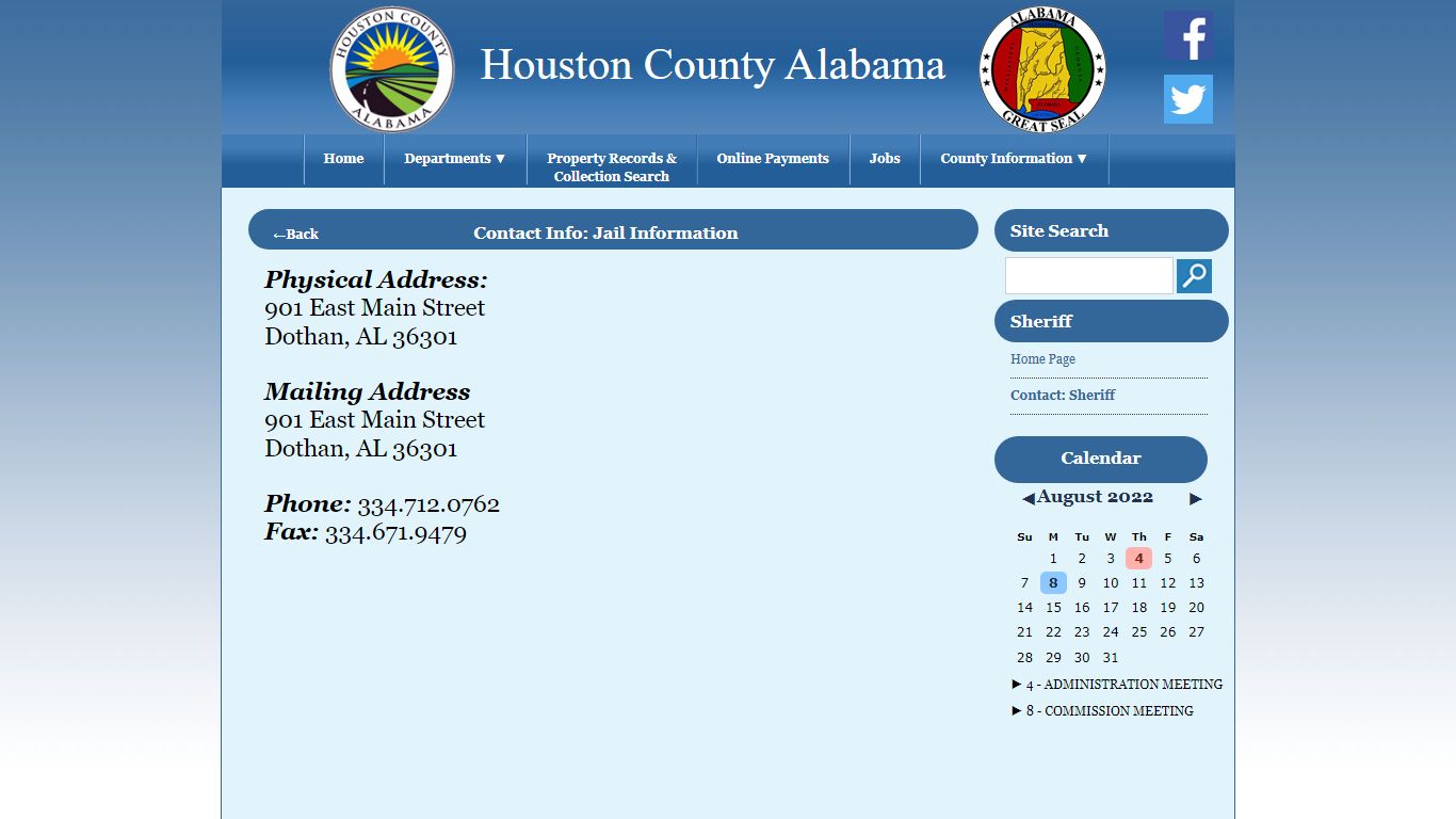 Jail Information Contact Info ::Houston County::